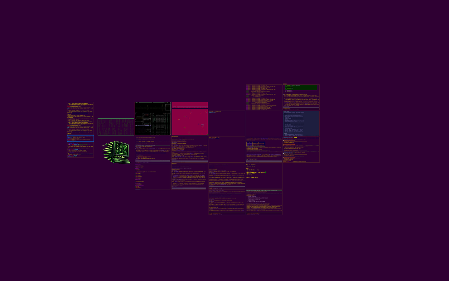 A whole RACE session zoomed out, Shades of Purple theme